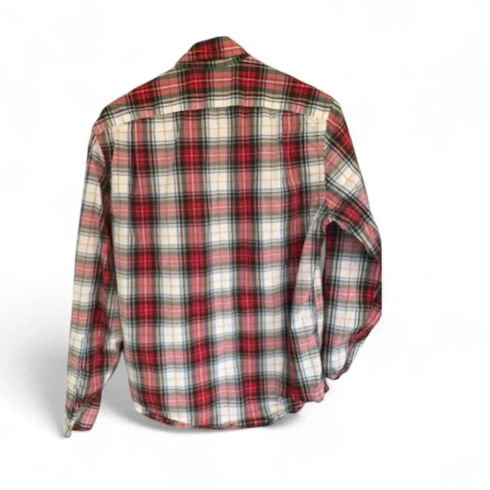 J.Crew Red White Plaid Slim Untucked Flex Washed‎ Button Down Shirt Sz Small